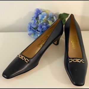 Salvatore Ferragamo 9 4A Navvy Blue Gancini Chain